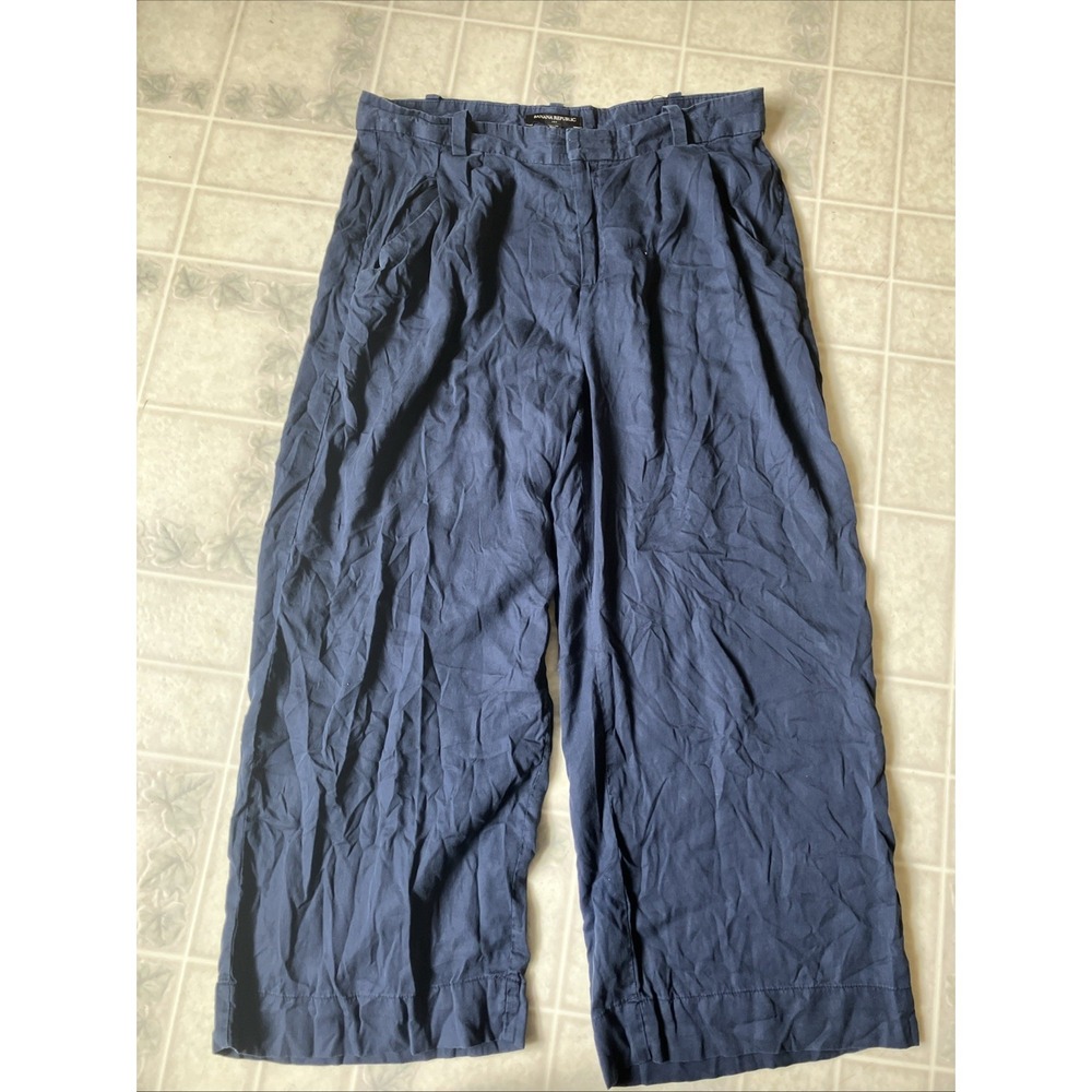 Banana Republic 317696 Loose Cropped Trousers 10 Silk Feel Euro Summer Lagenlook